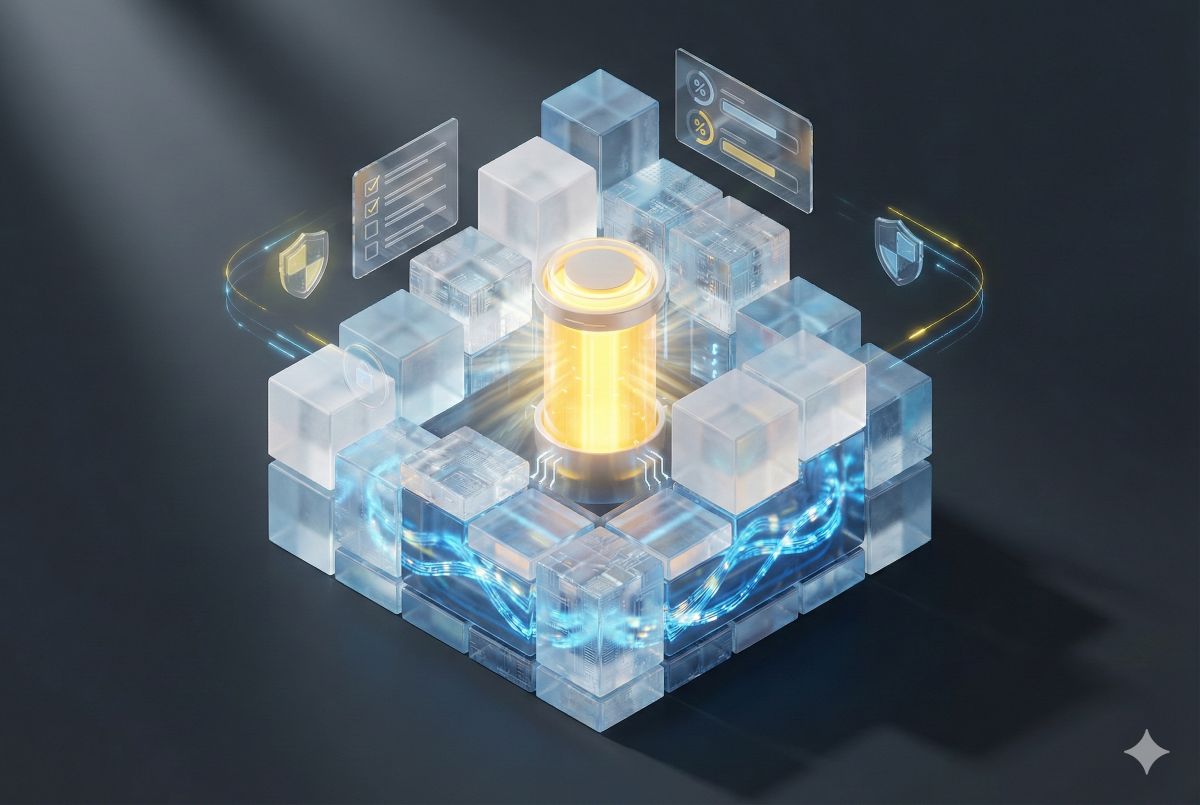 Kuvituskuva: Analytiikkaan ja suojaukseen liittyviä symboleita.