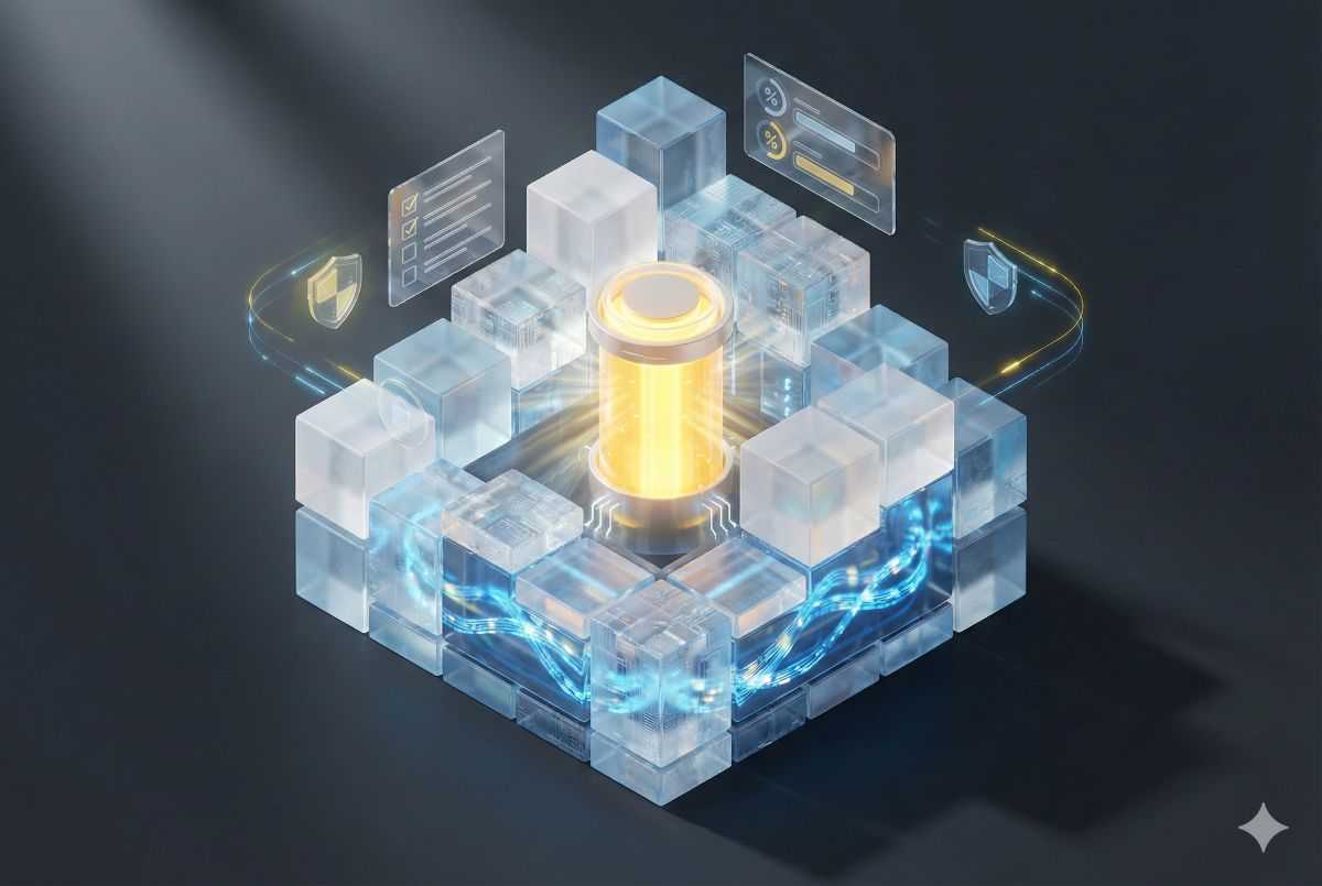 Kuvituskuva: Analytiikkaan ja suojaukseen liittyviä symboleita.